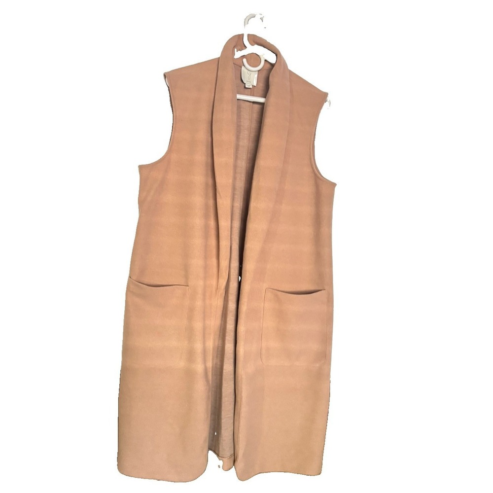 Joie Women's Womens Brown Long Sleeveless Open Front Vest XL